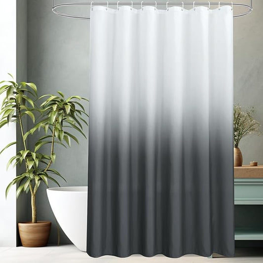 AooHome Fabric Shower Curtains, Cloth Ombre Grey Shower Curtain Sets, Washable Fabric Gray and White Shower Curtain, Rustic Farmhouse Bathroom Shower Curtains, 72x72 Inches