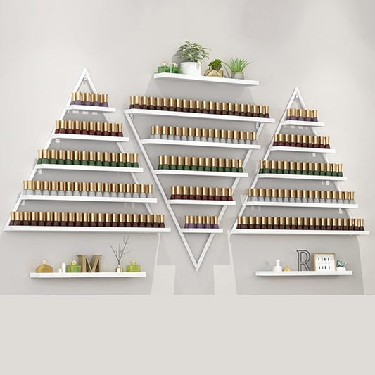 Nail Polish Rack Wall Mounted Perfume Organizer Shelves ,Triangle Nail Polish Metal Holder Essential Oil Display Case Shelf for Home Salon Business Spa, Cosmetics Bottles Storage Cabinet Spice Rack