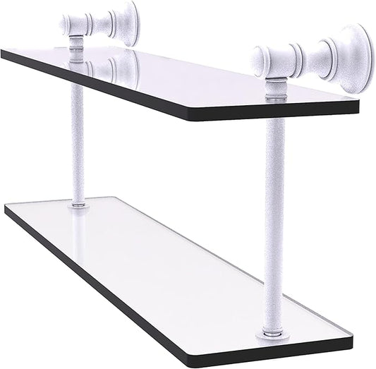 Allied Brass CL-2-16-WHM Carolina Collection 16 Inch Two Tiered Glass Shelf, Matte White