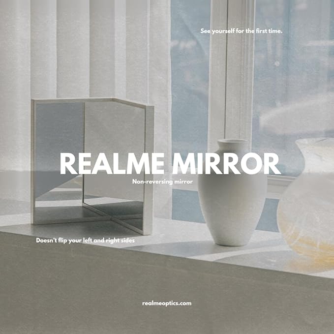 Realme V0 True Non-Reversing Mirror(2026 New Version) – True Image, Unmatched Precision, New Pakage, Slim Design for Makeup Vanity, 9'' Non-Reversing Mirror with Stand
