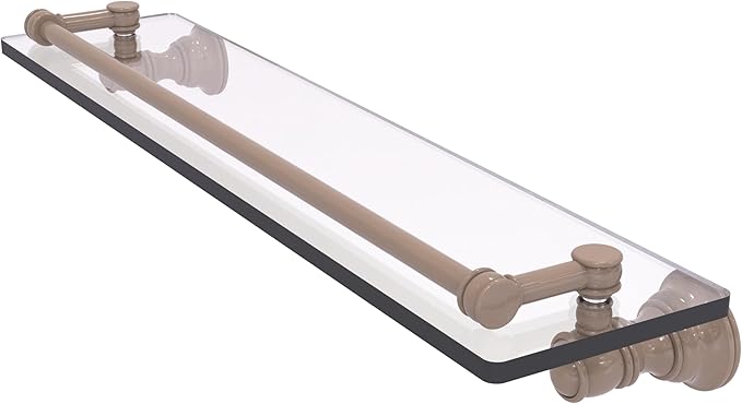 Allied Brass CL-1-22-GAL-SHB Carolina Collection 22 Inch Glass Shelf with Gallery Rail, Shaded Beige
