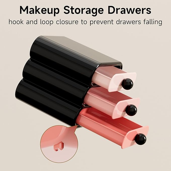 3-Drawer Desktop Organizer, Compact Vanity Drawer Organizer for Makeup, Small Plastic Drawer Containers for Bathroom, Cabinet