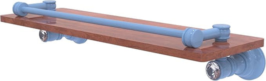 Allied Brass CC-1-16-GAL-IRW-FTB Carolina Crystal Collection 16 Inch Wood Shelf with Gallery Rail, Flat Troll Blue