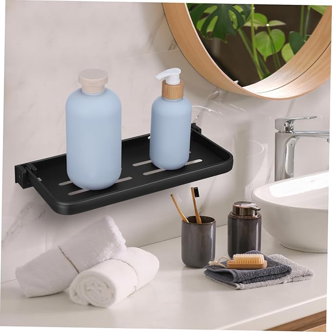 Alipis Foldable Wall Shelf for Bathroom Space-Saving Metal Storage Rack with Drainage for Efficient Organization of Toiletries and Essentials Kitchen Laundry Room