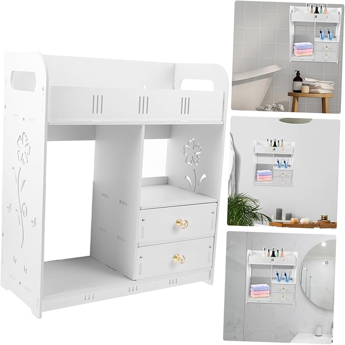 ABOOFAN Wall-Mounted Makeup Organizer Rustic Storage Shelf for Bathroom Kitchen Easy to Install Wall Decor Rack Multi Holder for Cosmetics Toiletries