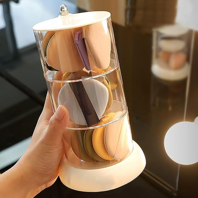 JessLab 3 Layer Clear Jewelry Organizer, 360?? Rotatable Acrylic Hair Accessory Organizer, Hair Clip and Tie, Earring Holder Storage for Bathroom Vanity Countertop