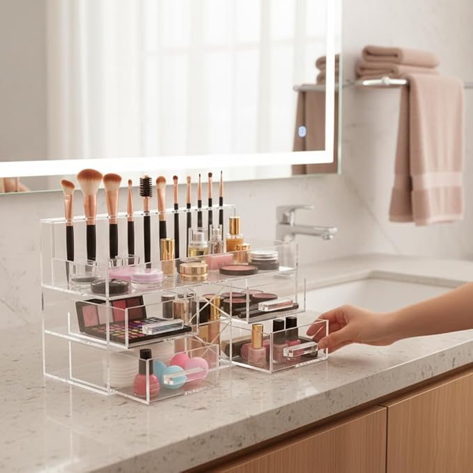 OnDisplay Acqua Luxury Handmade Acrylic Cosmetic/Makeup Organizer
