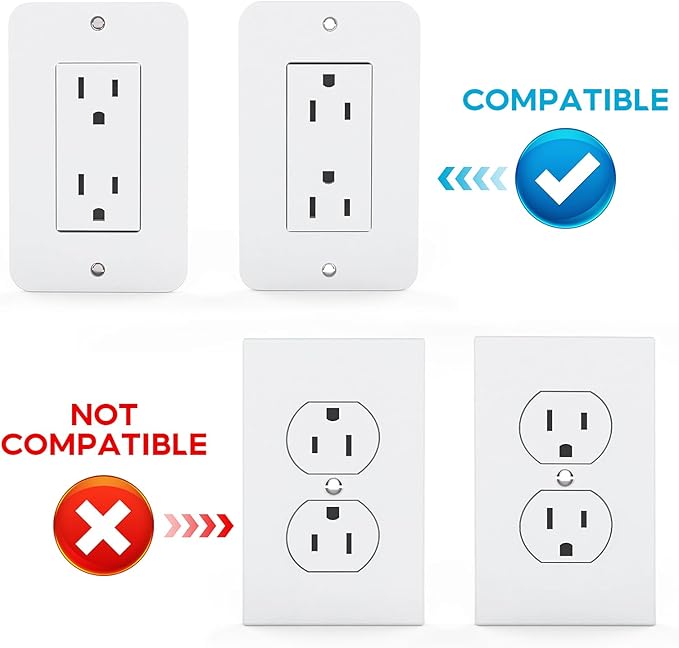Metal Outlet Shelf with Built-in Cable Management, No-Drill Wall Organizer for Bathroom Outlets, Secure Holder for Echo Dot & Electric Toothbrush, Fits Vertical Decora, 1-Pack