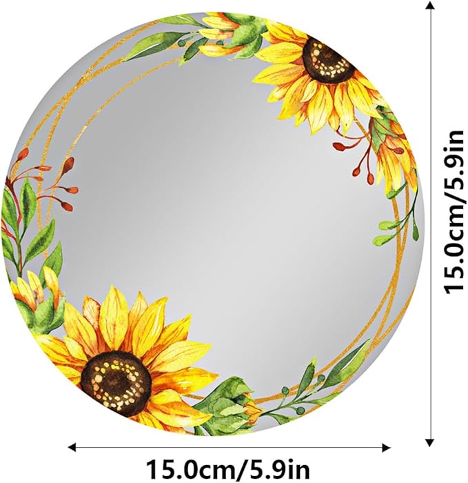 Magnetic Locker Mirror, Sunflower Decor Acrylic Mirror Magnetic Decorative Mirror, Personal Makeup Mirror Floral Magnetic Mirror for School Locker Refrigerator Office Bedroom Home Decor (Round)