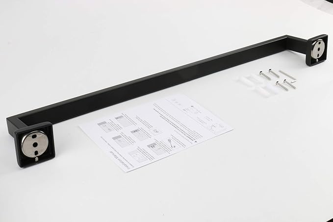 TocTen Bath Towel Rack - Square Base Thicken SUS304 Stainless Steel Towel Bar for Bathroom, Bathroom Accessories Towel Rod Heavy Duty Wall Mounted Towel Holder. (Black, 36)