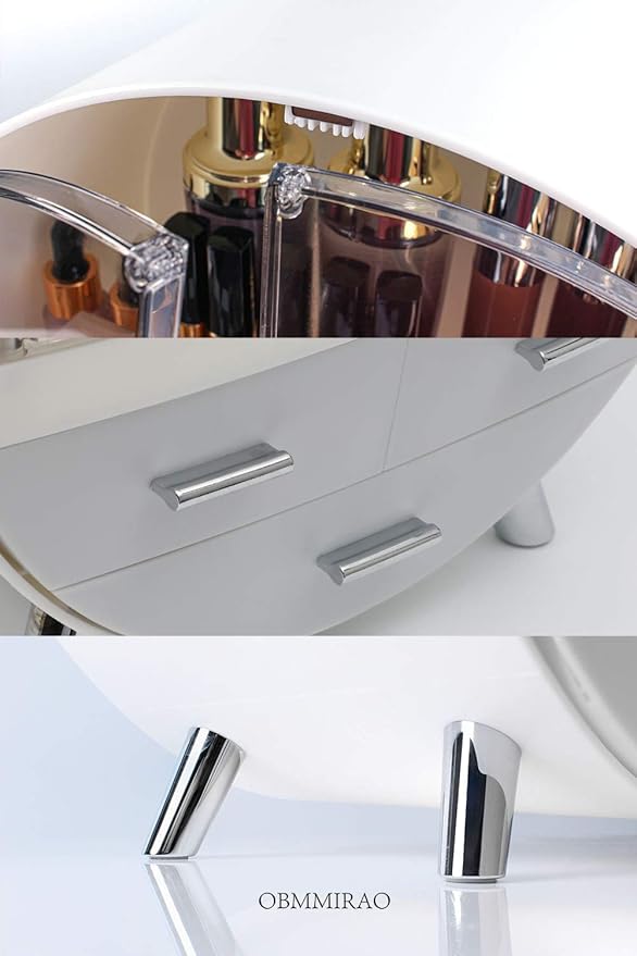 Elegant Dustproof Makeup Storage Organizer Box, Waterproof Medium Cosmetics Organizer Storage with Drawers Skincare Cosmetic Display Cases for Countertop Bathroom Dresser Dedroom