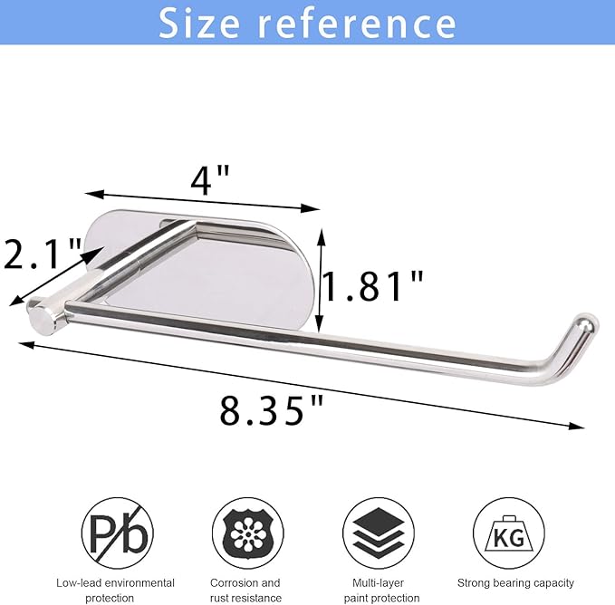 TocTen Hand Towel Holder, No Drilling Stick on Wall Towel Bar, SUS 304 Stainless Steel Towel Rod, Strong Self Adhesive Towel Rack/Hanger for Bathroom Kitchen (Polished Chrome)
