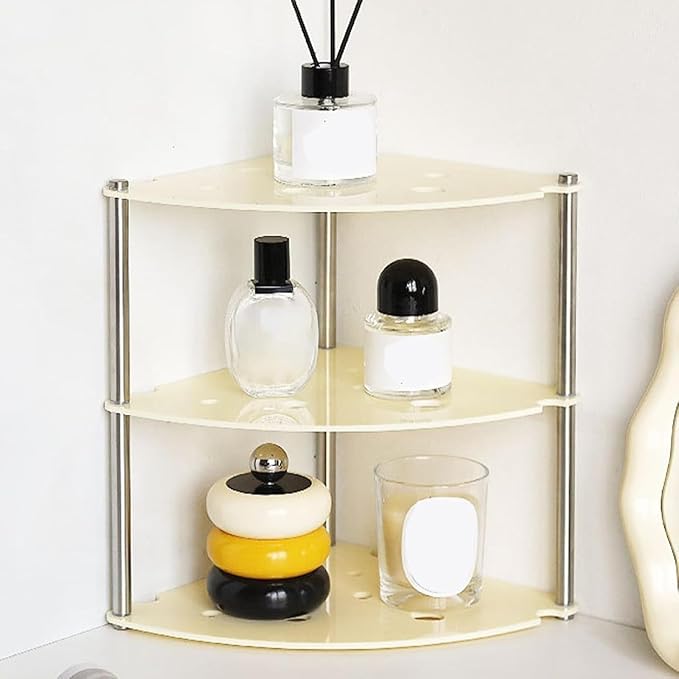 3-Tier Acrylic Metal Countertop Organizer Shelf for Bathroom, Kitchen & Office Storage