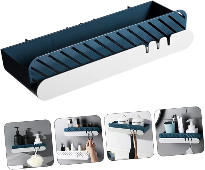 POPETPOP Toilet Bathroom Organizer Wall-Mounted Storage Rack Adhesive Shelf for Toiletries Small Space Storage