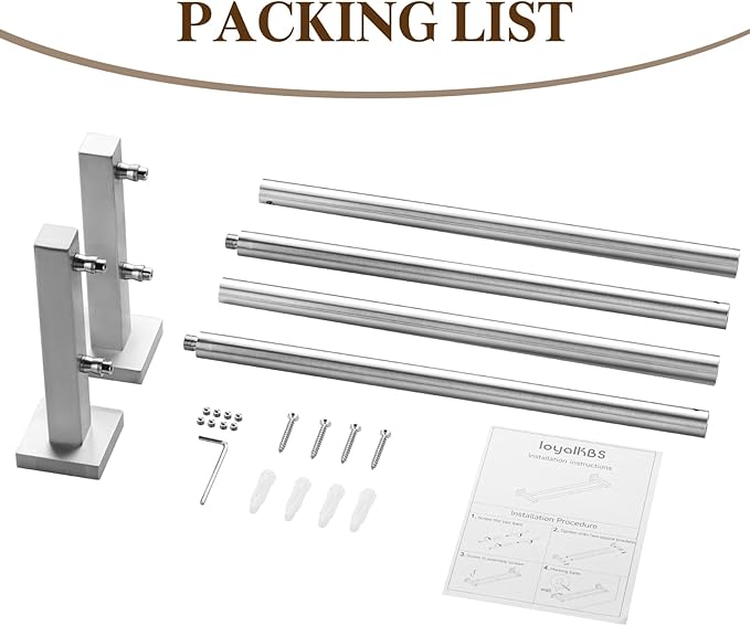 Double Towel Bar for Bathroom Wall, 24 Inch Double Towel Racks for Bathroom Wall Mounted, Heavy Duty Bathroom Towel Holder Stainless Steel Towel Rod, Brushed Nickel
