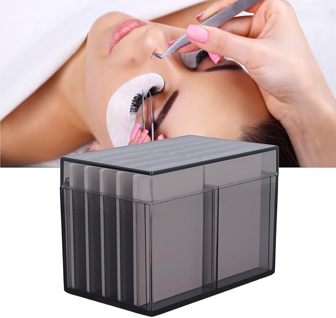 Eyelash Box Eyelash Extension Storage Case Organizers, 10 Layers Acrylic Eyelash Storage Box with Magnetic Bottom, False Eyelashes Glue Pallet Holder Display, Lash Extension Grafting Tool (Tea