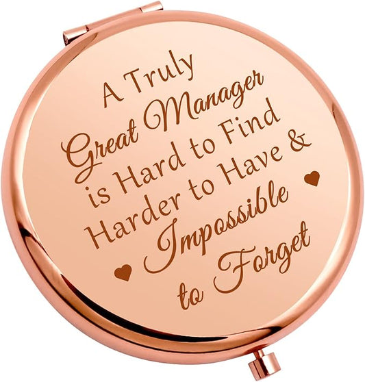 Best Manager Appreciation Gifts Compact Makeup Mirror Manager Leaving Gift Supervisor Gift for Women Leader Boss Coworker Friend Birthday Present Retirement Goodbye Going Away Personal Mirror