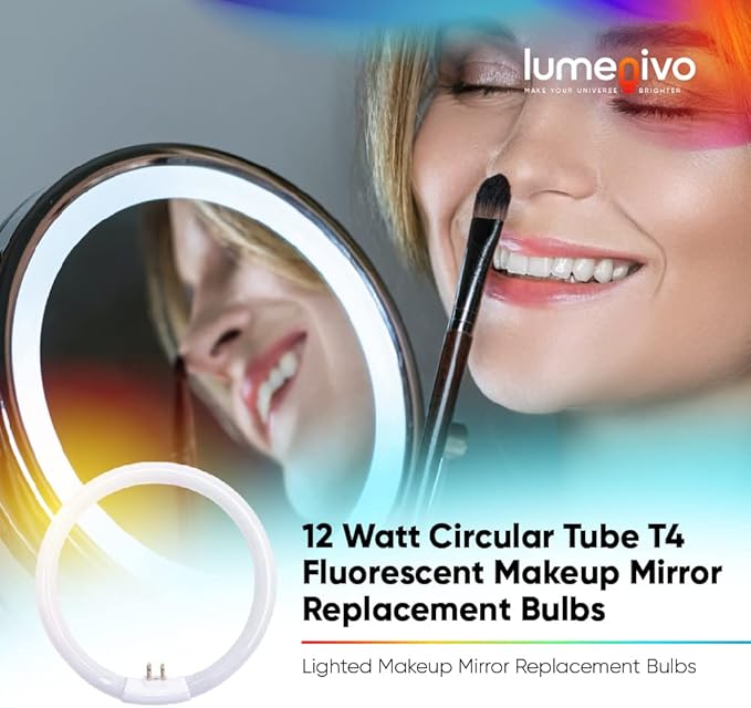 lumenivo 5.5 Inch Outside Diameter, T4 12W 6400K Circular Fluorescent Bulb, Replacement for Conair Round Makeup Mirror - 2 Pack