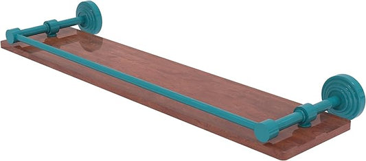 Allied Brass WP-1-22-GAL-IRW-GLT Waverly Place Collection 22 Inch Solid IPE Ironwood Shelf with Gallery Rail, Glokzin Teal