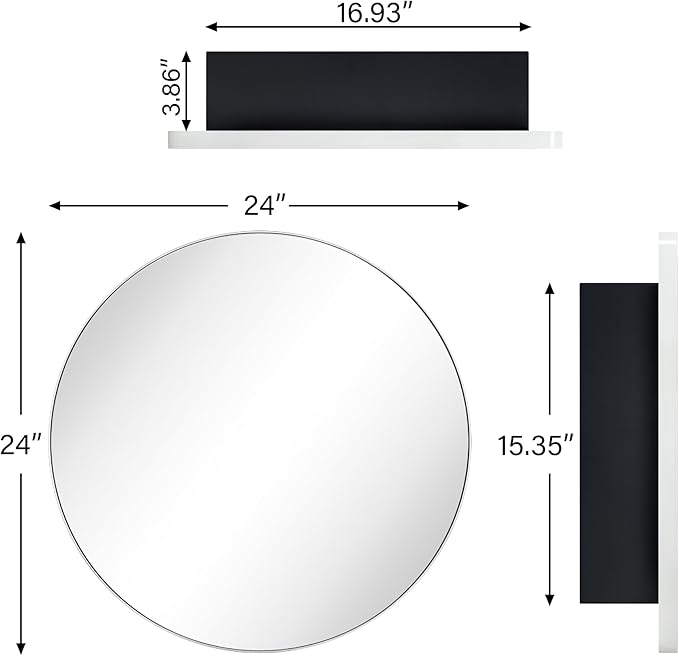 Surface Mount Polished Nickel Round CircleBathroom Medicine Cabinet with Mirror Circlular Shaped Stainless Steel Metal Framed Medicine Cabinets Bathroom Cabinet with Mirror 24'' Diameter