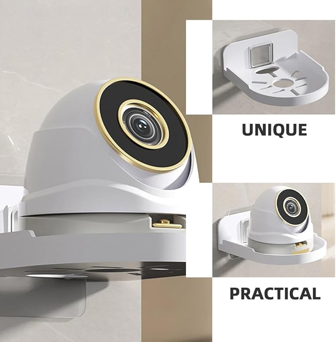 ARTIBETTER 2pcs No Drill Wall Mount Floating Shelf Security Holder Mini Storage Bracket -on Shelf for Bathroom Kitchen White