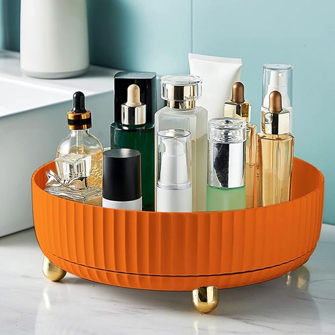Makeup Perfume Organizer, Round Large Capacity 360 Degree Rotating Makeup Brush Holder Cosmetic Desk Storage Lotions Display Case for Countertop Dresser Bedroom Bathroom Decor
