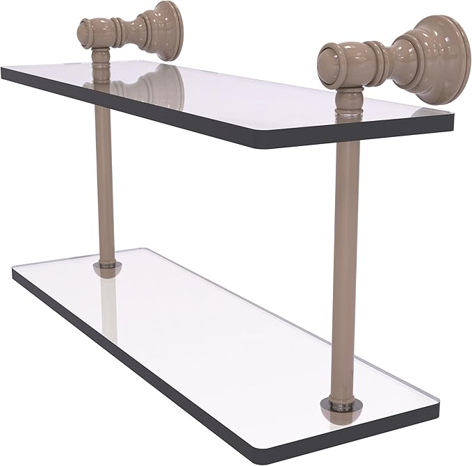 Allied Brass CL-2-16-SHB Carolina Collection 16 Inch Two Tiered Glass Shelf, Shaded Beige