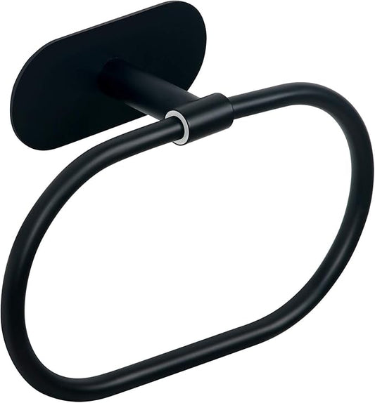HouseAid Self Adhesive Towel Ring for Bathroom, Stainless Steel Adhesive Hand Towel Holder, No Drilling Modern Hand Towel Hanger, Matte Black