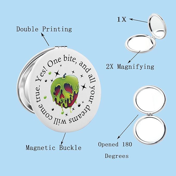 BEKECH Villains Poison Compact Mirror Snow W Poison Makeup Mirror Evil Witch Cosplay Mirror Gift