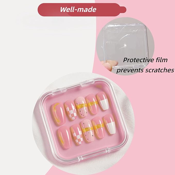 Press On Nail Storage Box Set - 9 Packaging Boxes (Pink, Black, Clear) with 52 Double-Sided Adhesive Tapes for Nail Business Display & Salon Organizer (3 Colors Mix)