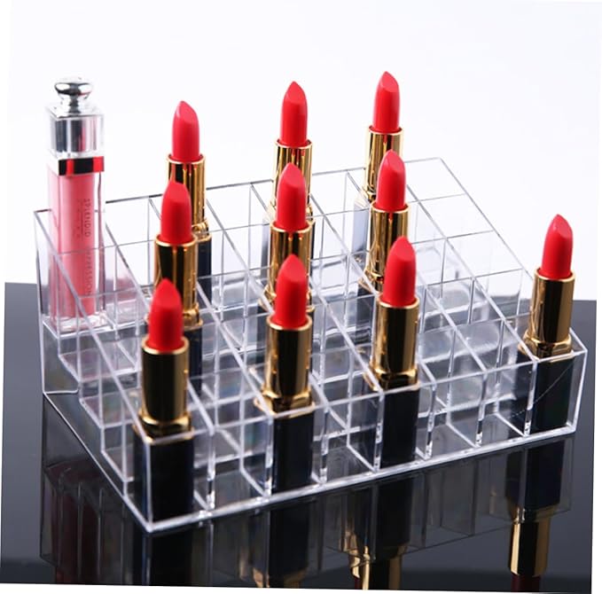 Ipetboom Clear Lipstick Holder Space Lip Organizer for Lip Gloss Makeup Cosmetics Stylish Display Stand for Vanity Dresser Countertop Easy to Clean Design
