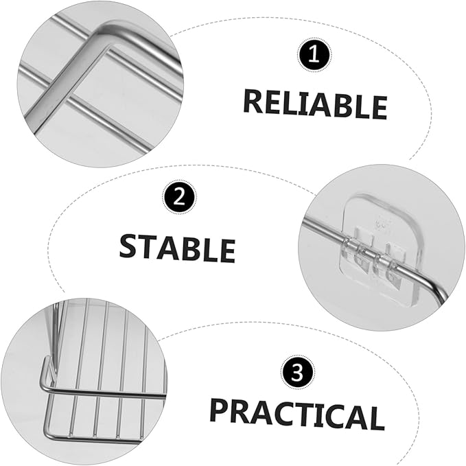 Mobestech Hanging Shelf for Bathroom Wall Storage Rack Traceless Storage Rack Corner Shelf No Drilling Stainless Steel for Kitchen Bathroom