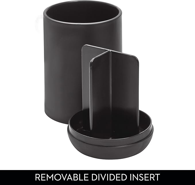 iDesign Toothbrush Holder for Normal Toothbrushes, Spin Brushes, and Toothpaste, The Cade Collection - 3" x 3" x 4. 5", Matte Black