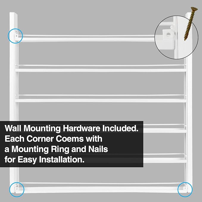 J JACKCUBE DESIGN White Wood Nail Polish Organizer with 6 Tier Shelves 100 Bottles Wall Mount Display Rack Makeup Essential Oil Bottles Holder Storage for Nail Salon Bedroom Dress Room - MK528C