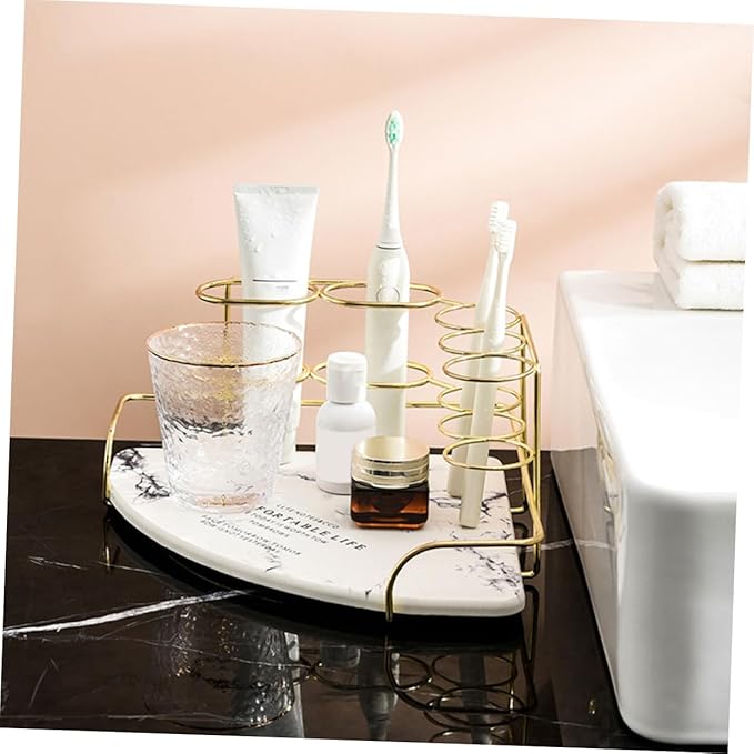 Cabilock 1Pc Compact Corner Storage Shelf for Bathroom Versatile Vanity Organizer with Stylish Design Lightweight and for Electric Toothbrushes and Daily Essentials Random