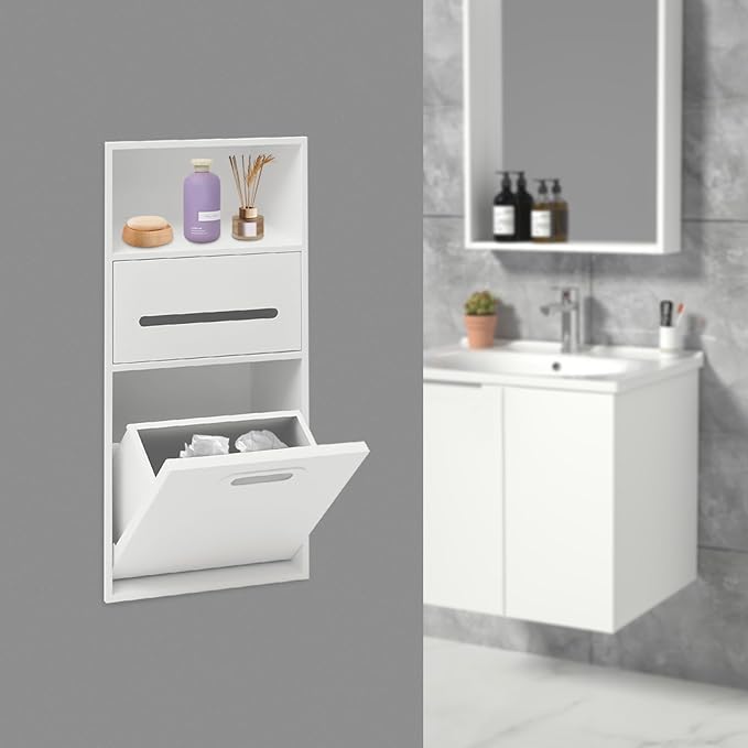 Hollow Furnishings Stainless Steel Recessed Storage Cabinet for Bathroom - Space-Saving Wall-Mounted Design, Rust-Resistant, Easy Install (White, 66 * 14 * 30cm)