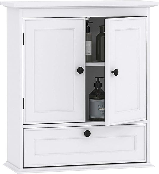 Spirich Bathroom Cabinet Wall Mounted, Small Bathroom Wall Cabinet Over Toilet, Medicine Cabinet Organizer with Doors and Adjustable Shelf, White