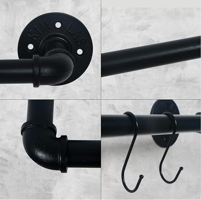 HouseAid 9 Inch Industrial Pipe Towel Bar, Farmhouse Iron Hand Towel Holder, Vintage Style Towel Rod for Bathroom, Wall Mounted, Matte Black (Hook Included)