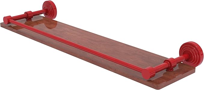 Allied Brass WP-1-22-GAL-IRW-FER Waverly Place Collection 22 Inch Solid IPE Ironwood Shelf with Gallery Rail, Fire Engine Red