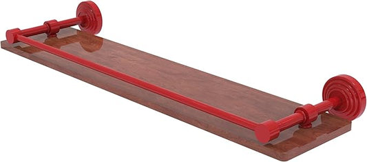 Allied Brass WP-1-22-GAL-IRW-FER Waverly Place Collection 22 Inch Solid IPE Ironwood Shelf with Gallery Rail, Fire Engine Red