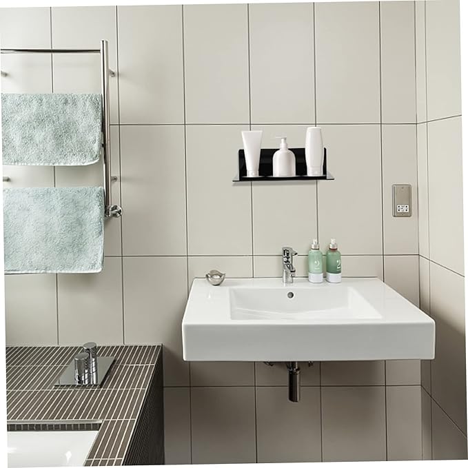 Veemoon 2pcs Bathroom Shelves Over Toilet Wall-Mounted Storage Rack Acrylic Black Decorative Storage Organizer