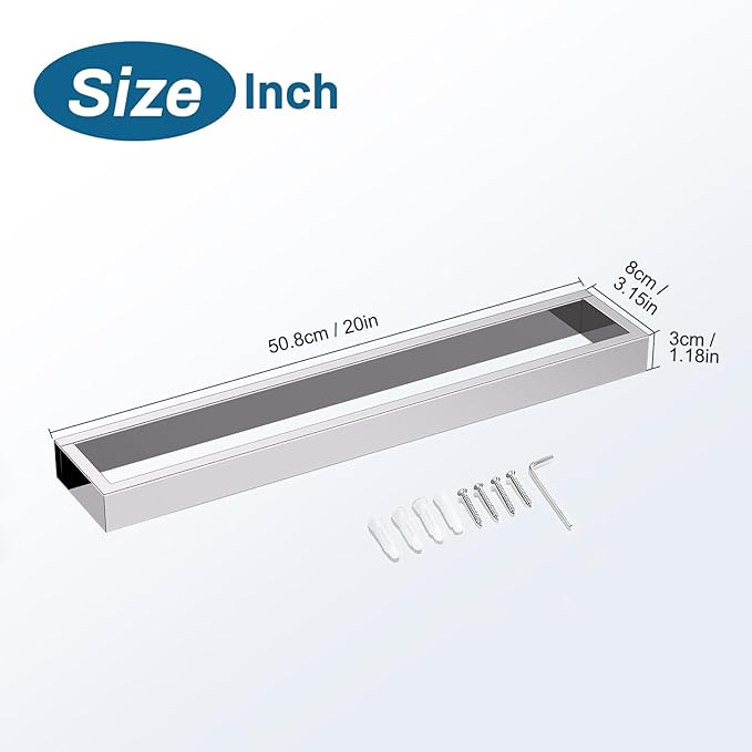TNOMS Single Towel Bar Towel Holder Bathroom Hardware Accessories,Stainless Steel Wall-Mounted Towel Rack Towel Rail,20 Inches Polished Chrome
