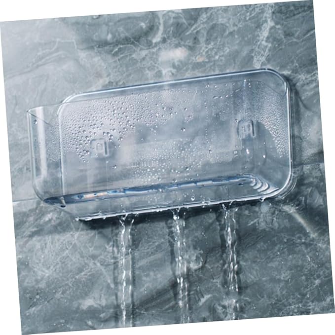 Large Acrylic Wall Mounted Storage Shelf for Bathroom and Kitchen Transparent No-Drill Organizer Rack with Built-in Drainage Space-Saving Sundries Holder for Towels and Toiletries