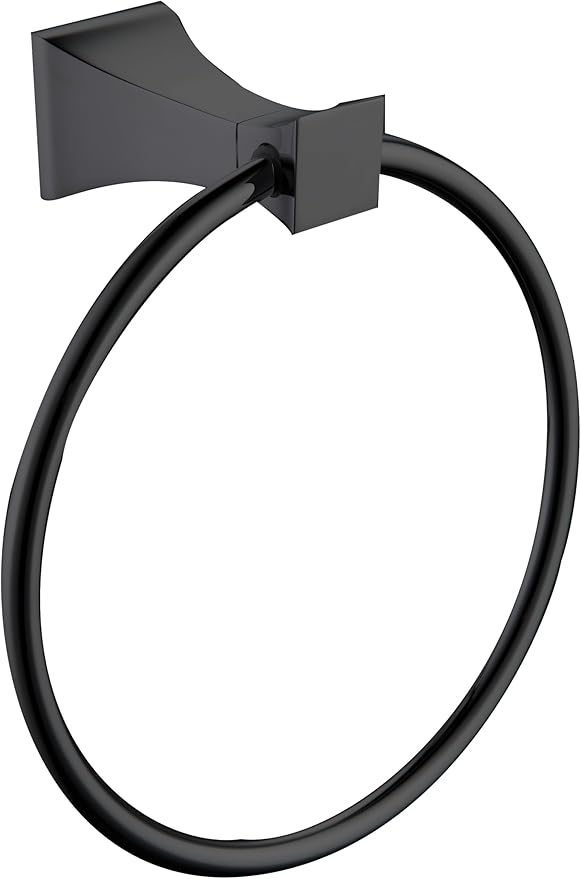 Towel Ring for Bathroom, GALIM GLQTR-P, Wall Mounted Bathroom Towel Holder, Stainless Steel and Zinc Alloy Towel Hanger for Bathroom, Corrosion-Resistant, Matte Black Finish