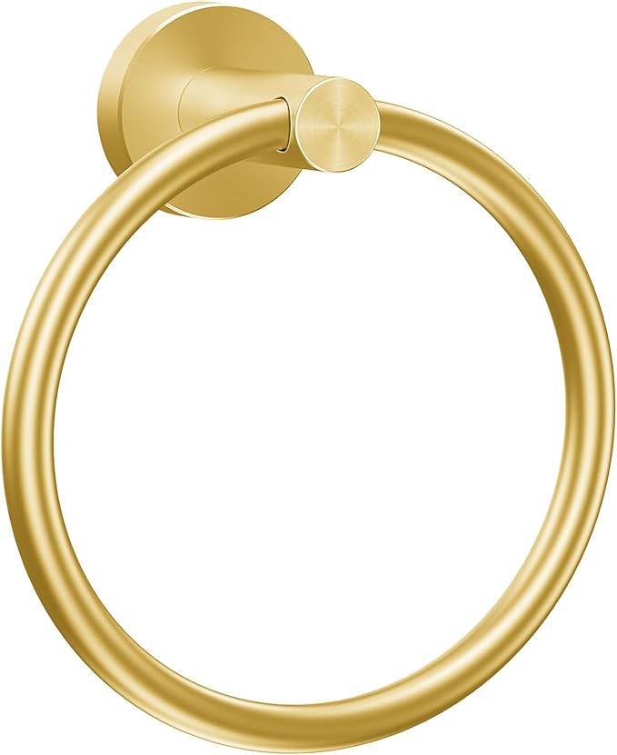 WOOPHEN Hand Towel Ring, Thicken Stainless Steel Bath Towel Holder Modern Round Towel Hanger Wall Mounted for Bathroom, Kitchen (Gold)