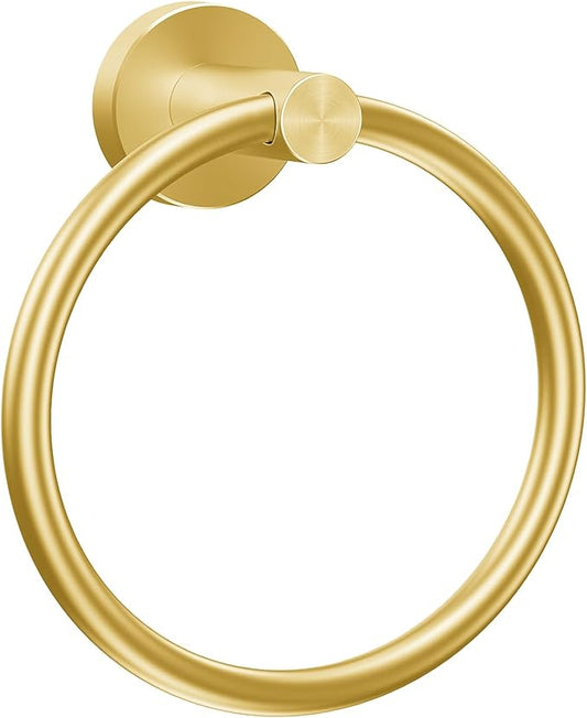 WOOPHEN Hand Towel Ring, Thicken Stainless Steel Bath Towel Holder Modern Round Towel Hanger Wall Mounted for Bathroom, Kitchen (Gold)