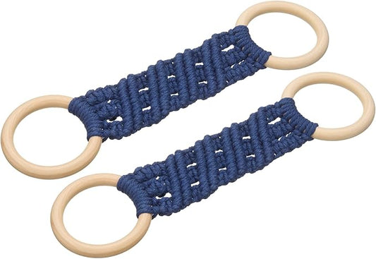 uxcell 2Pcs Kitchen Dish Towel Holder, 11"x3" Crochet Towel Ring with Hanging Loop for Cabinet House Oven Stove Door, Dark Blue