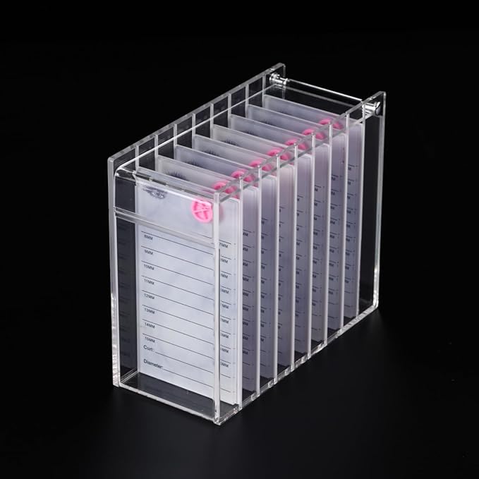Acrylic Transparent Eyelash Storage Box, 8 Layers False Eyelashes Glue Pallet Holder Display Grafting Eye lashes Extension Close-Packed Display with 8 Pallets Clear Makeup Organizer (Marble White)