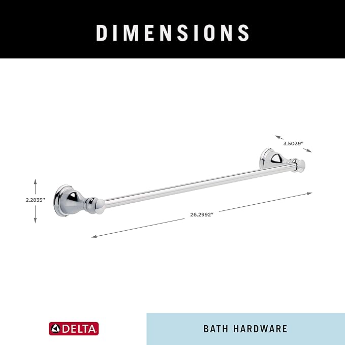 DELTA FAUCET Rubber Limited AUB24-PC Aubrey 24-in Wall Mount Towel Bar Bath Hardware Accessory in Polished Chrome
