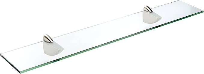Spancraft Glass O-8x27-Brushed Steel Oriole Glass Shelf, Brushed Steel, 8" x 27"